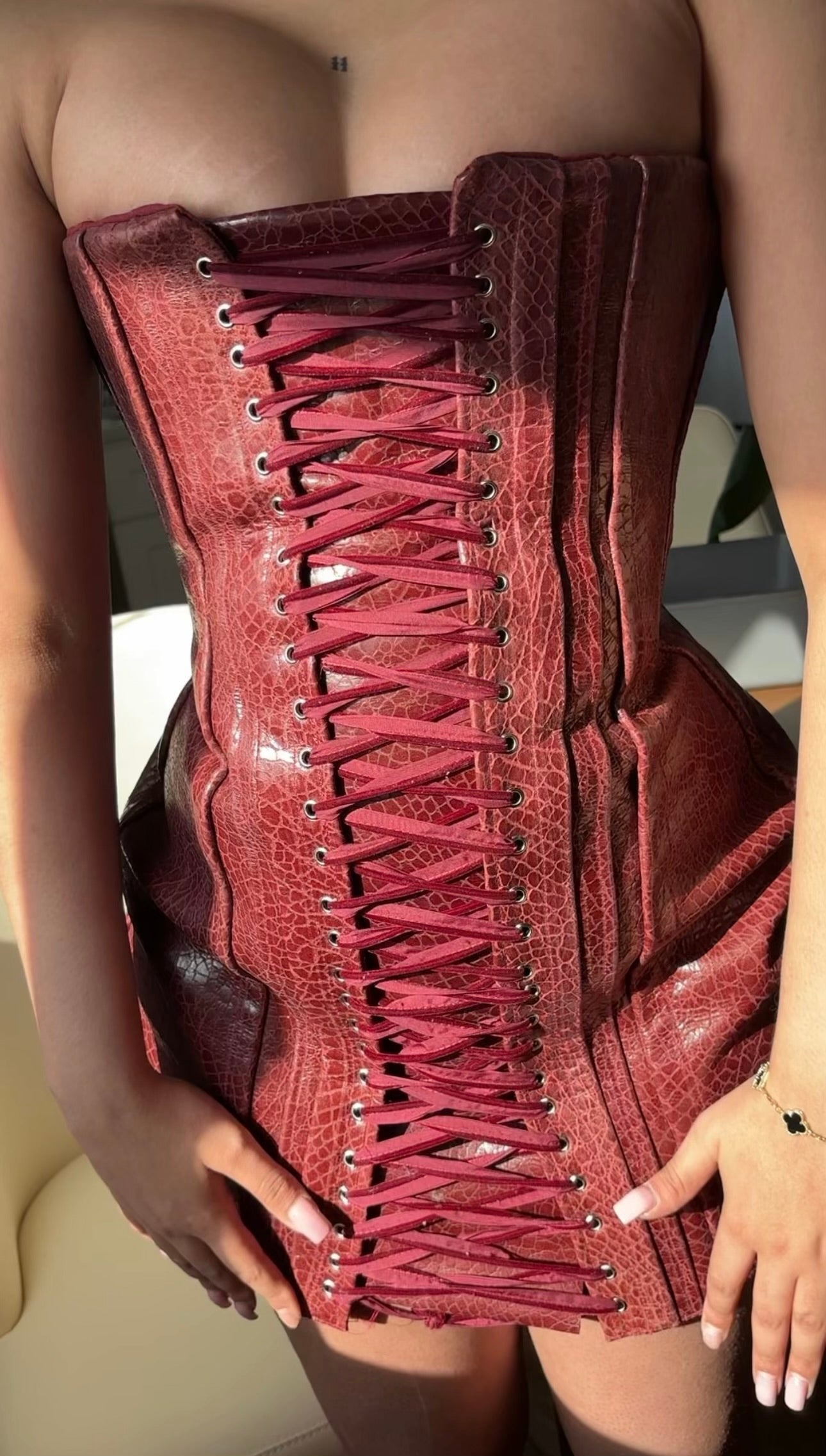 Leather Bured Corset Dress